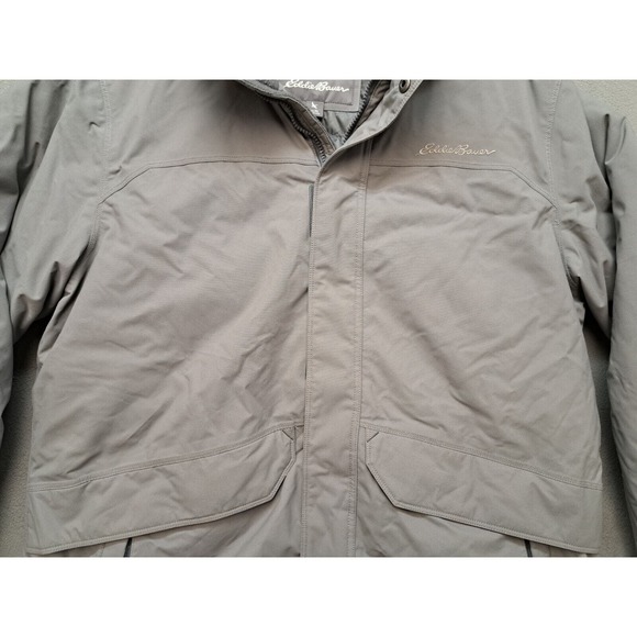 Eddie Bauer Weatheredge Jacket Down Parka Womens Size XL EB650 Gray Hooded Coat - Picture 3 of 12